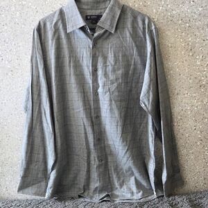 Cremeux Classics Men’s Gray Plaid Button-Down Dress Shirt Size 38 Slim Fit NWTS